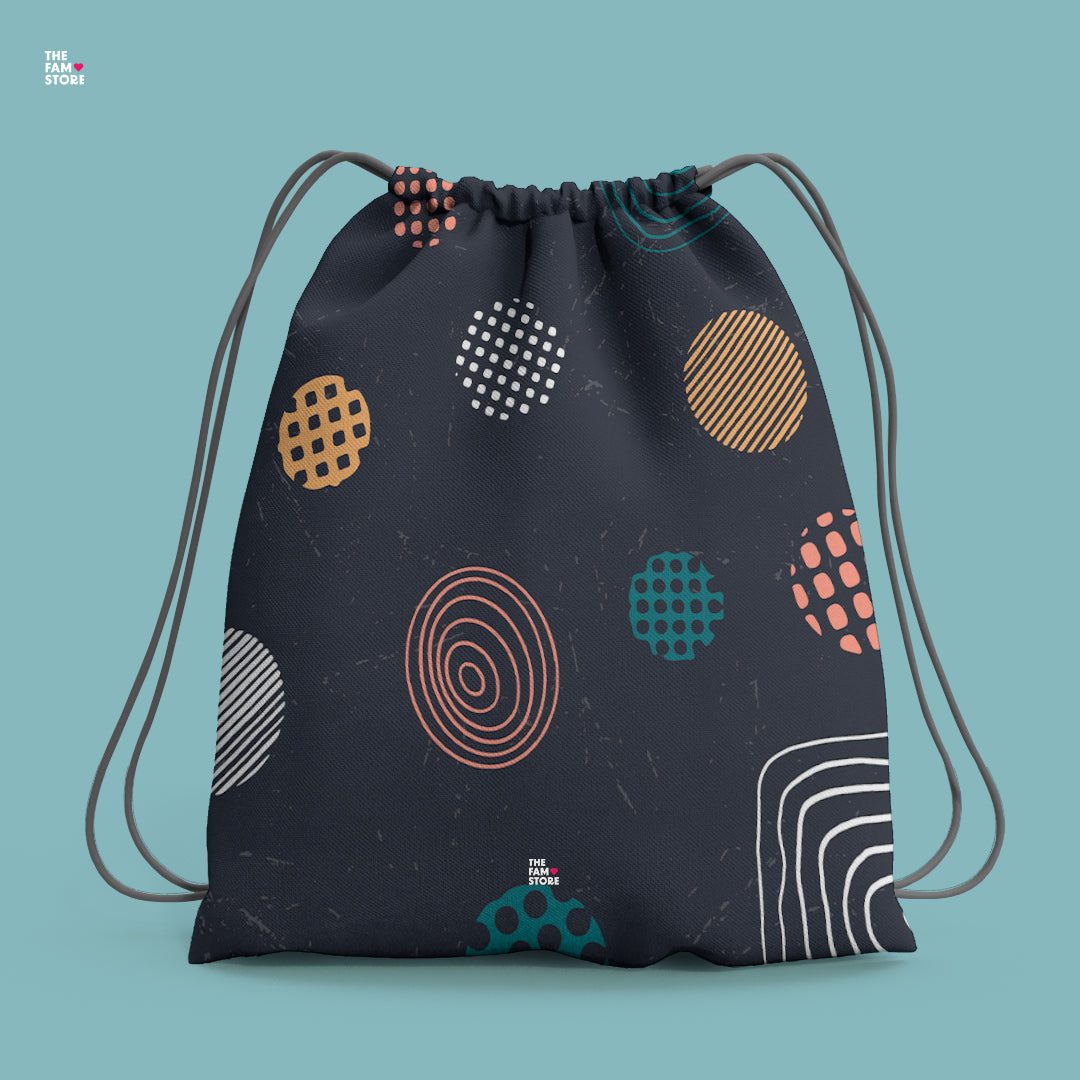 Retro Circles Drawstring Bag