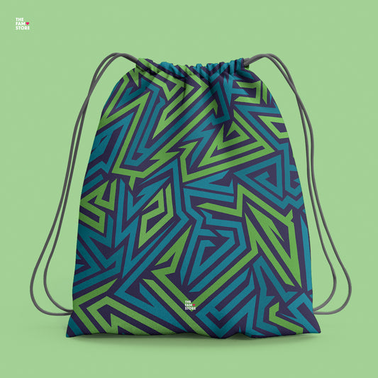 Geometric Pattern Drawstring Bag