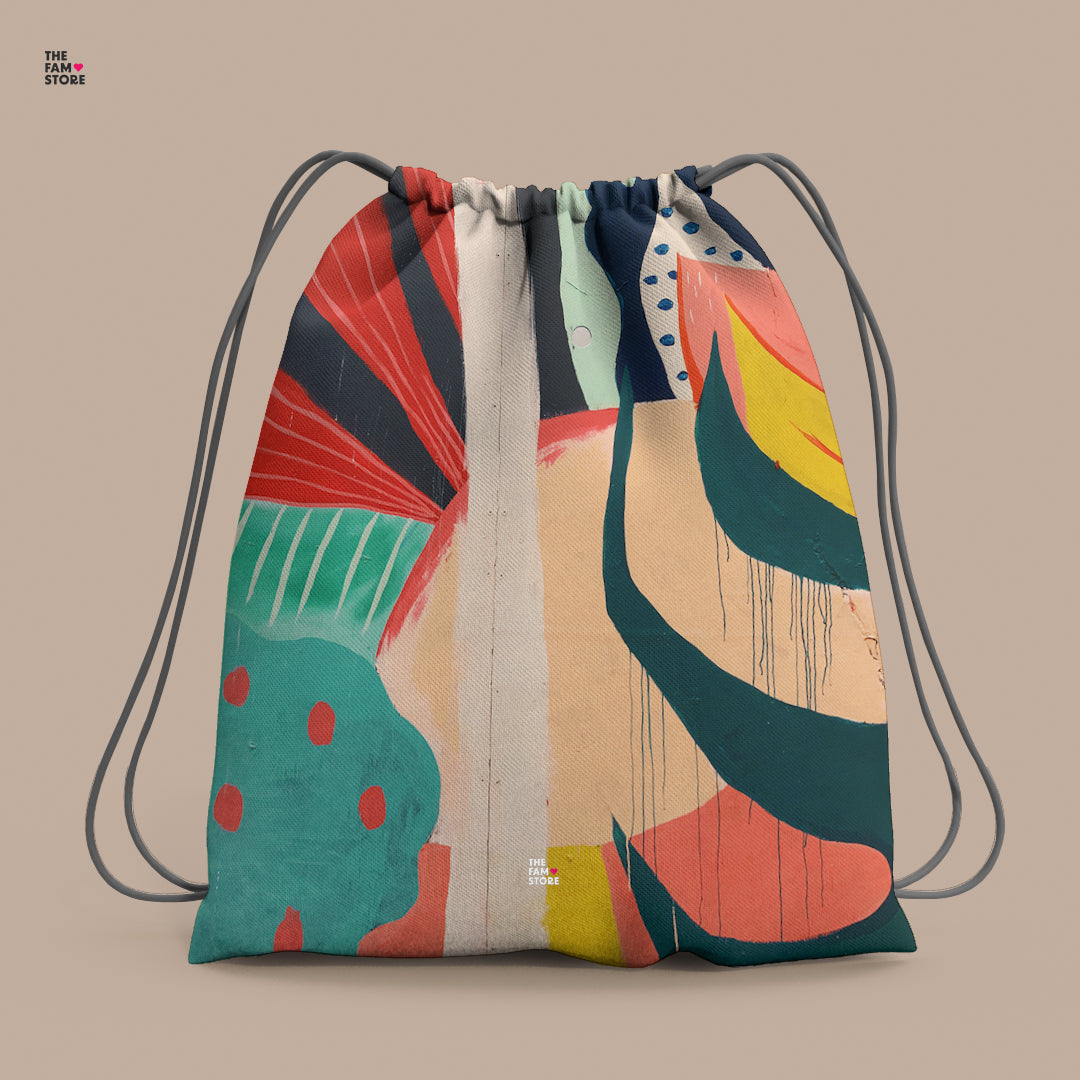 Vibrant Abstract Art Drawstring Bag