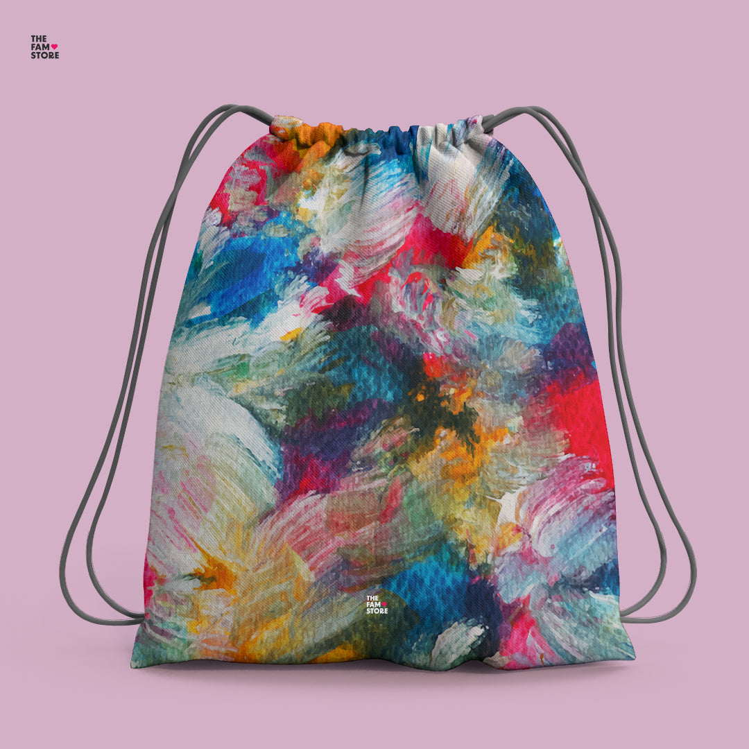 Brushstrokes Abstract Art Drawstring Bag