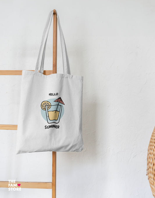 Hello Summer Zipper Tote Bag | Eco-friendly & Stylish