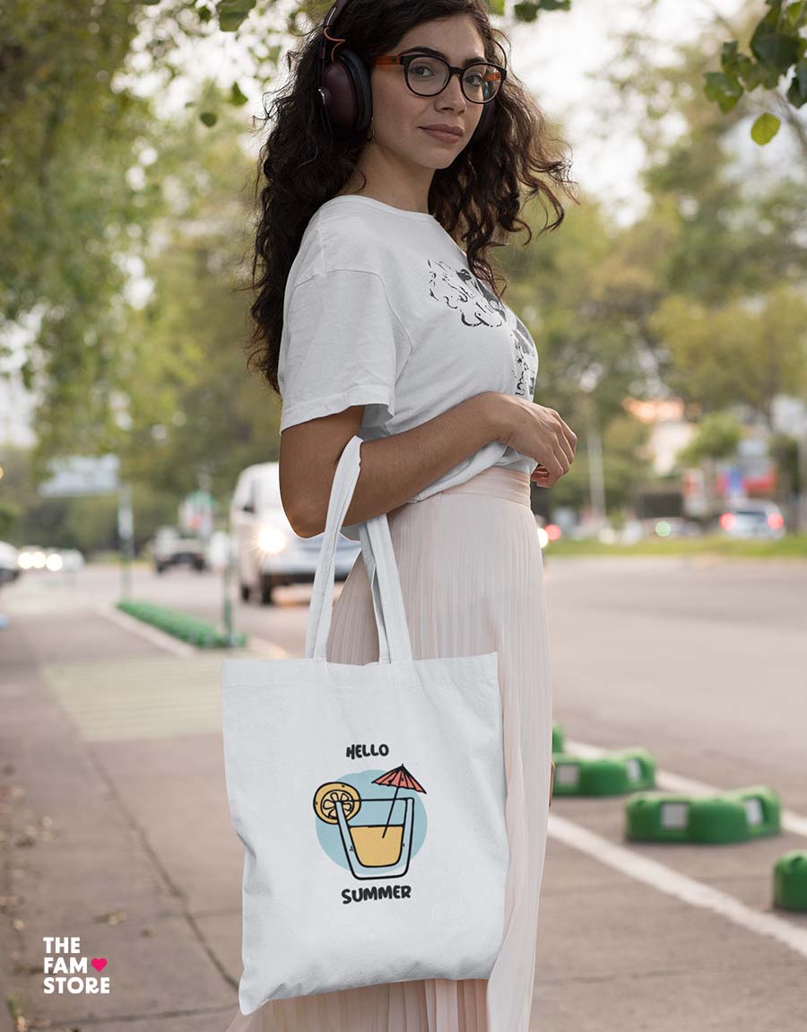 Hello Summer Zipper Tote Bag | Eco-friendly & Stylish