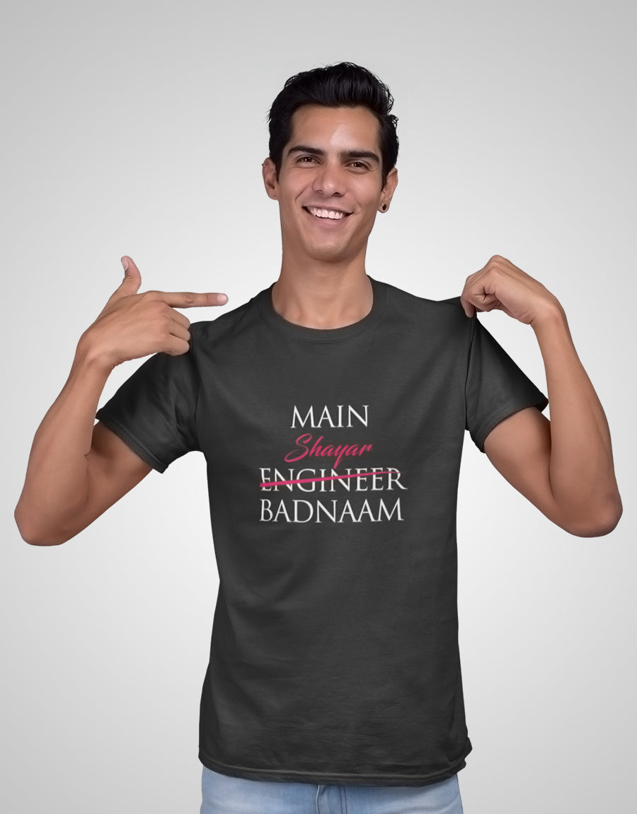 Main Shayar Badnaam - Poetry Lover T-Shirts - The Fam Store