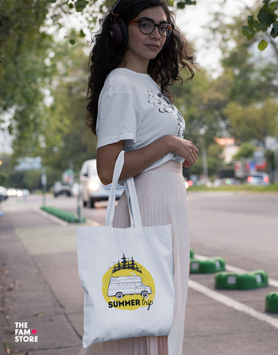 Summer Trip Zipper Tote Bag | Eco-friendly & Stylish