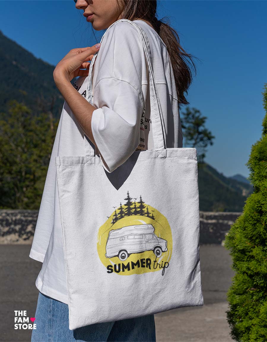 Summer Trip Zipper Tote Bag | Eco-friendly & Stylish